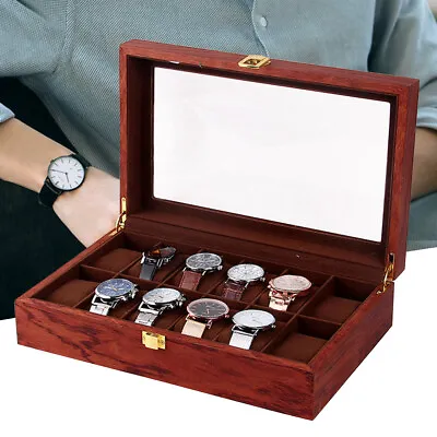 6/10/12 Slot Wood Watch Box Glass Top Vintage Display Jewelry Storage/ Organizer • $42