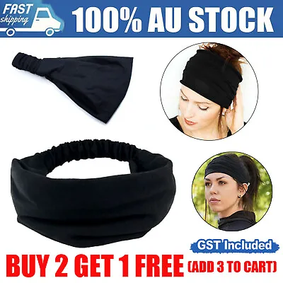 Sports Yoga Hair Gym Headband Scarf Wrap Elastic Wide Band Bandana Cap Sweatband • $5.35