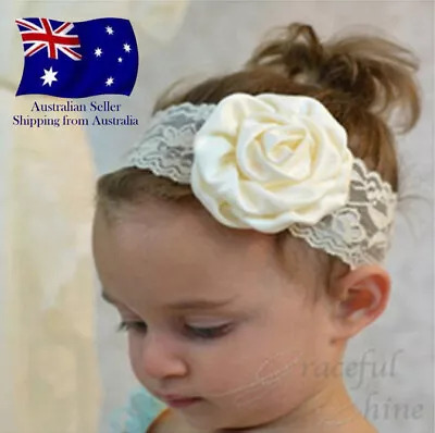 $4.99 • Buy 8 Colours BABY HEADBAND  TODDLER FLOWER GIRL LACE CHRISTENING HAIRBANDS