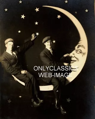 1910's TWO GUYS ON A PAPER MOON GAY INTEREST PHOTO ART DECO STUDIO PHOTOGRAPHY  • $14.41