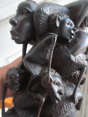 Makonde Tree Of Life Ebony Wood Modernist African Art Abstract Figural Sculpture • $85
