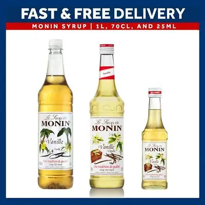 Monin Coffee & Cocktail Syrup Vanilla 25cl 70cl 1L - AS USED BY COSTA COFFEE  • £7.95