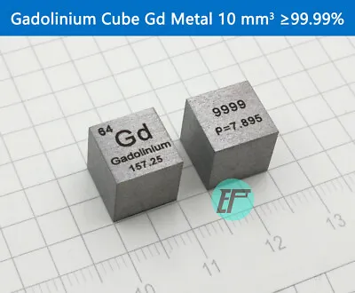 Metal Gadolinium Gd Cube 10 Mm Periodic Table Format High Purity ≥99.99% • $22.99