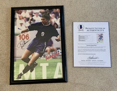 MIA HAMM ROOKIE AUTOGRAPH AUTHENTIC BAS POSTER LOA FRAMED 18x12 USA USWNT NM+ • $500