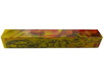 Turners' Mill Yellow/Red/Black California Kirinite Acrylic Pen Blank 6x3/4  • £9.44