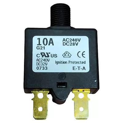 ETA Circuit Breaker Push To Reset Single Pole AC240V DC28V 10A Series 1658 • $6.99