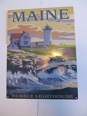 Maine Nubble Lighthouse Metal Sign Made By Lantern Press 12  X 16  • $12.95