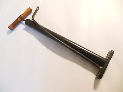 Vintage Tire Air Hand Pump For Cars & Bicyles Wooden Handle Works Good Condition • $22