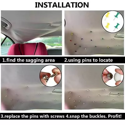 Car Roof Lining Repair Kit DIY Fix Sagging Headliner Pin Buckle Screw Snap Rivet • $15.69