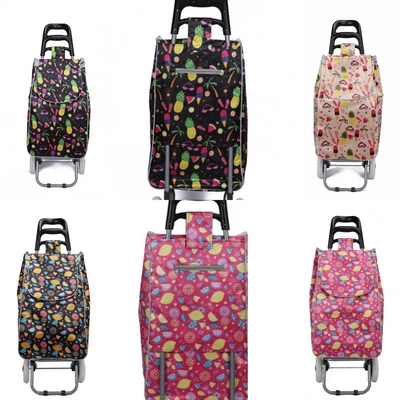 £11.49 • Buy 2 Wheels Lightweight Printed Folding Shopping Trolley Luggage Cart Multi Pattern