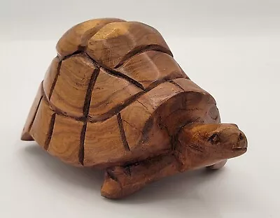 Vintage Wooden Tortoise Turtle Hand Carved Sculpture Wood Decor Paperweight • $20