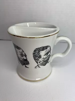 White Porcelain Mustache Mug Coffee Tea Bearded Men Gentleman’s Cup Gold Trim • $13.49