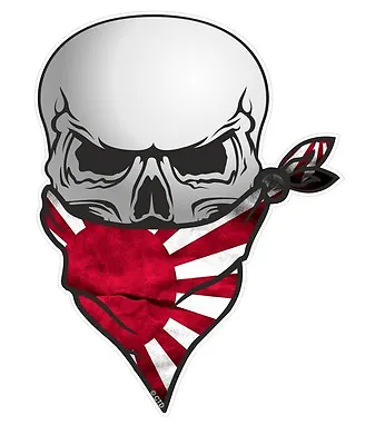 Biker Skull With Face BANDANA & Japan Japanese Rising Sun Flag Drift Car Sticker • $14.03