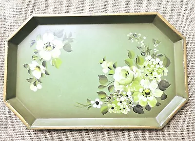 Vintage Nashco Products Hand Panited Metal Tole Tray With Flowers • $19.99