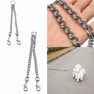 $12.35 • Buy Double Dog Coupler Twin Lead 2 Way Strap Two Pet Dogs Walking Leash Safety Chain