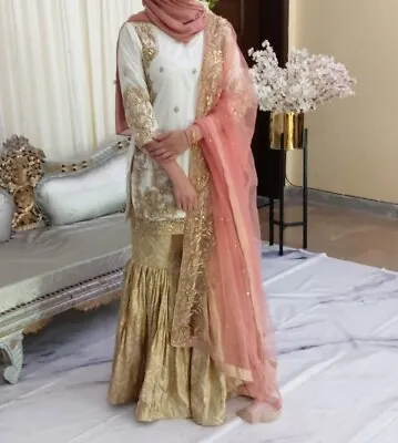 Pakistani Wedding Dress Maxi Lengha Bridal Nikkah Sharara Gharara • £120