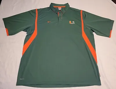 2008 Miami Hurricanes Shirt Adult 2XL Green Polo Nke Short Sleeve Mens NEW • $47.99