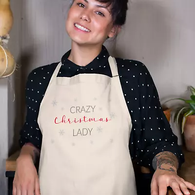 Crazy Christmas Lady Apron - Novelty Funny Quote Saying Snowflake Gift Present • £14.99