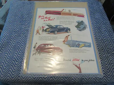 1946 1947 Ford Fordor Sportsman Coupe You're Out Front In A Ford Color Ad 10x14  • $15.05