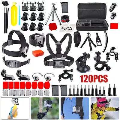 120X Action Camera Accessories For GoPro Hero Video Cam Strap Mount Tripod Set • £15.99