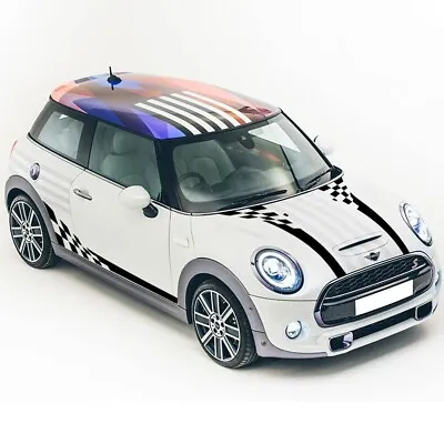 Checkered Car Door Side Hood Rear Stripe Decal Sticker For MINI Cooper R56 F56 • $55.55