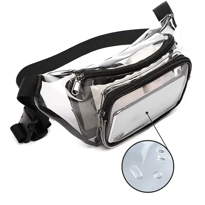 $12.29 • Buy Black Pink Purple Chic Clear Fanny Pack Stadium Approved Wast Belt Bag Security