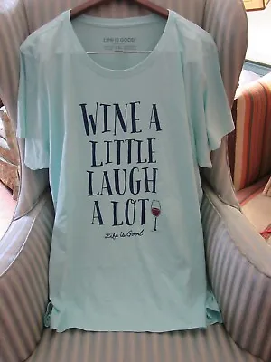 Nwt.. Life Is Good Wmn  S/s Crusher Tee.. Wine A Little...laugh A Lot  (xxl) • £26.99