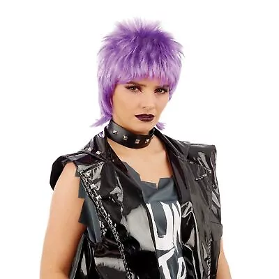 Womens 80s Punk Rock Wig Adult Purple Pixie Mullet Hair For 1980s Costume • $23.95