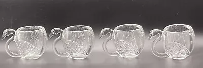 Vintage Swan Shaped Glass Cups Clear Heavy Alice In Wonderland Novelty Glasses • $99.99