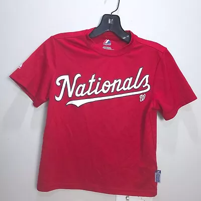 Washington Nationals Shirt Boy Small Red Shirt Youth Majestic Polyester Baseball • $9.69
