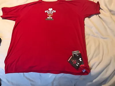 BNWT Under Armour Welsh WRU Red XL Mens Rugby T Shirt Loose Fit XL • £16