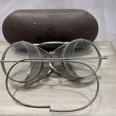 Vintage Wilson Goggles Foldable With Tin Case Glasses Safety Steampunk • $49.99