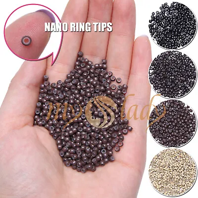 Premium Nano Ring Hair Extensions Nano Beads Tips Silicone Mini Micro Loop Rings • $5.17