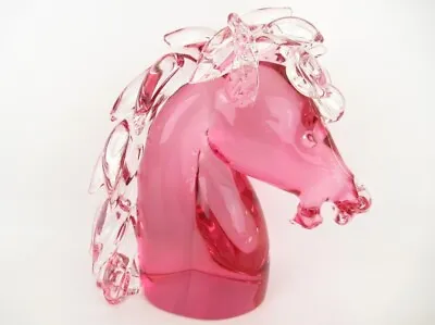 £282.03 • Buy Archimede Seguso Italian Murano Alabastro Art Glass Horse Head Sculpture Pink