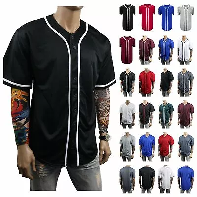 Men Baseball T-Shirt Jersey Plain Team Uniform Sports Raglan Fashion Activewear • $20.89