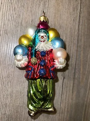 Vintage Blown Glass Clown Christmas Tree Ornament Ball Juggling Colorful 6” • $19.95