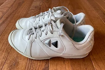 Kaepa  Cheerful  White Leather Cheer Sneakers Color Change Snap-in Logo Sz 4.5 • £15.43