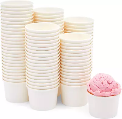 100Pack Disposable Paper Ice Cream Cups 5Ozt Bowls For Sundae Bar Yogurt  • $22