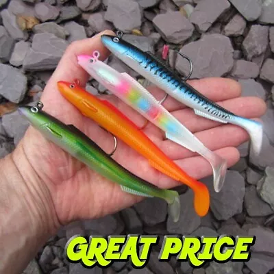 4 BIG 30grams Saltwater Sandeel Lures Bass Wrasse Cod Pollock Sea Fishing Tackle • £8.99