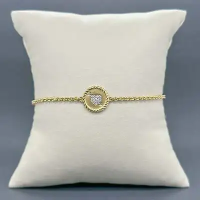 Estate 14K Yellow Gold G-H/SI1 Diamond Cupid's Heart Bracelet • $756.47