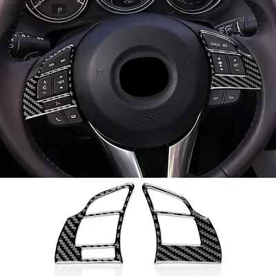 2PCS Black Steering Wheel Button Cover Carbon Fiber Sticker For Mazda 6 16-2017 • $14.99