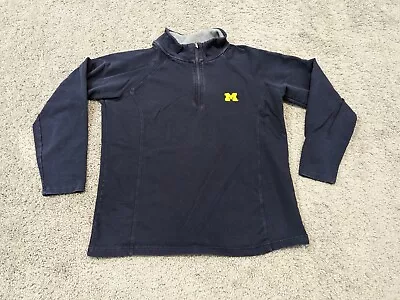 VESI University Of Michigan Wolverines Sweater Men's Large Blue 1/4 Zip Mock • $24.77