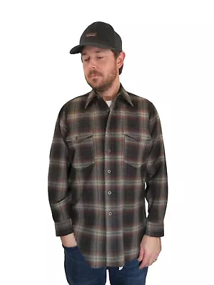 Vtg Pendleton Wool Flannel Board Shirt Mens Size Medium Shadow Plaid Long Sleeve • $31.49