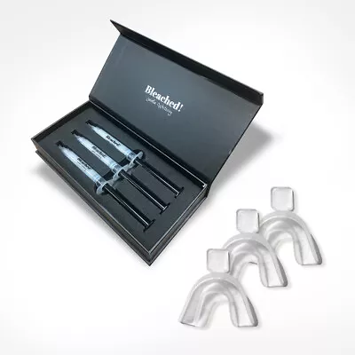 $79.99 • Buy Bleached! Peroxide Free Professional Teeth Whitening Kit 3x 3ml Syringes + TRAYS