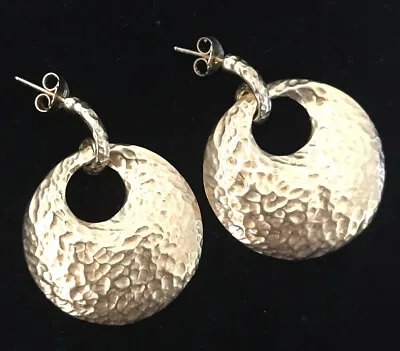 Veronese Italy 925 Hammered Round Pierced Earrings  • $39