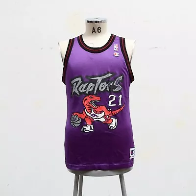 Vintage Toronto Raptors Marcus Camby Basketball Jersey Size 40 Purple Champion • $89.99