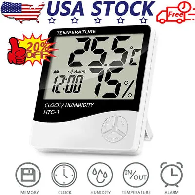 Thermometer Indoor Digital LCD Hygrometer Temperature Humidity Meter Alarm Clock • $164.99