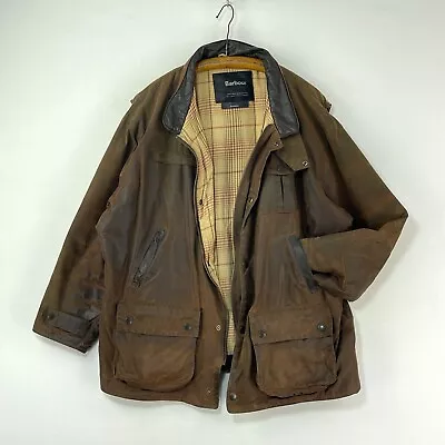 Barbour A1551 Bushman Wax Jacket Mens XXL Brown Vintage Country Heavy Waxed Coat • $118.12