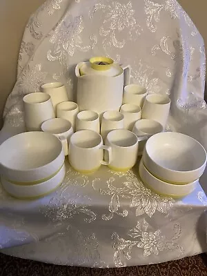 $72 • Buy Vtg Boop Decker Plastics Vacron Insulate.Melmac Yellow/White Pitcher~Bowls ~Cups