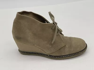 J.Crew MacAlister Tan Brown Suede Wedge Ankle Boots Lace Up 28671 Women’s Size 7 • $24.99